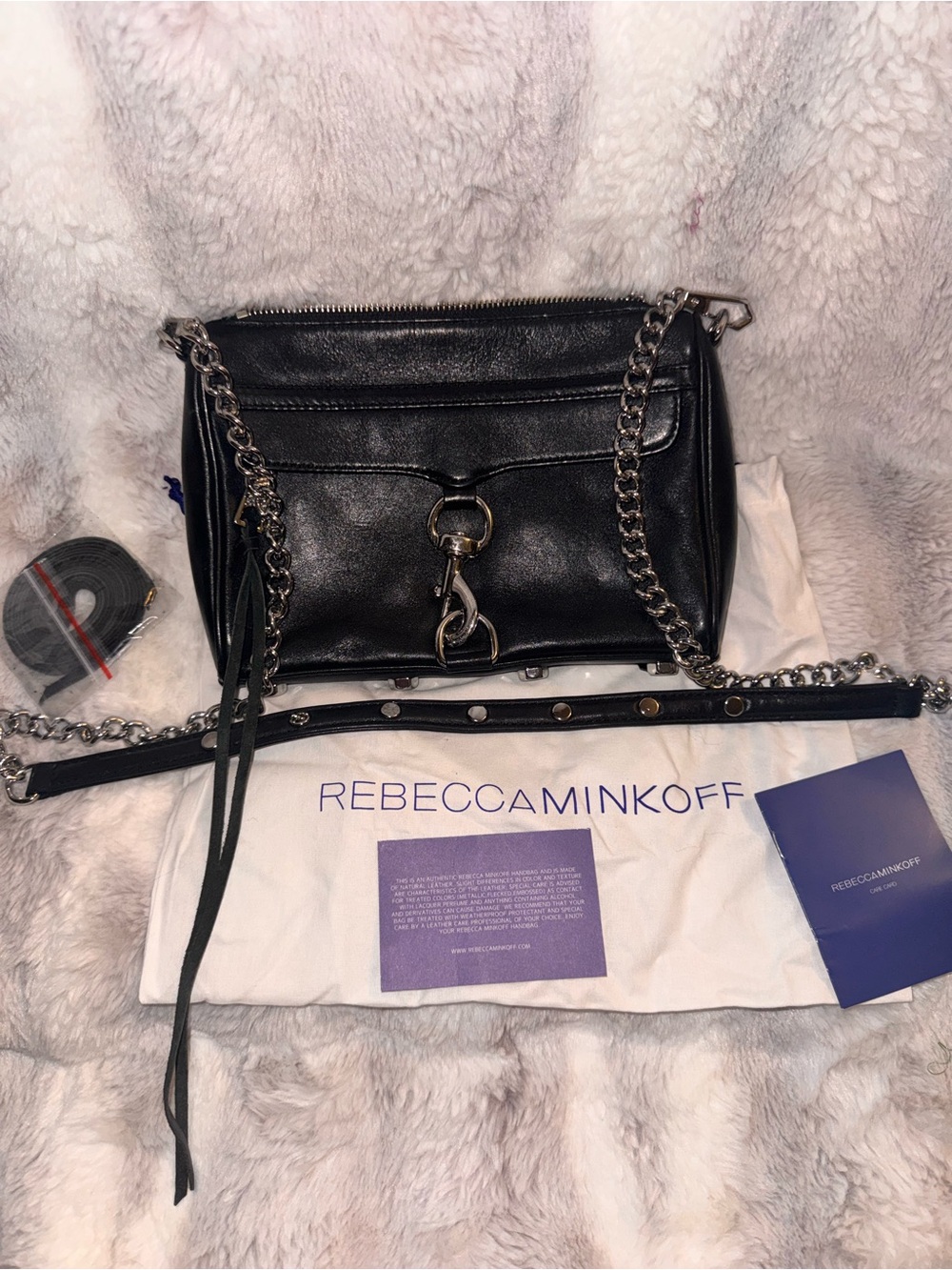 Rebecca Minkoff Black Leather Shoulder Bag with Silver Hardware